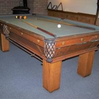 "1910" Oak Slate Top Pool Table-SOLD